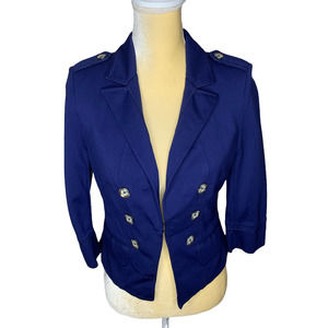 WHBM White House Black Market Navy Double Breasted Military Blazer NEW 4 B5-34